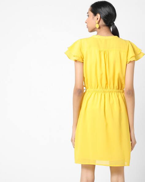 tie front yellow dress