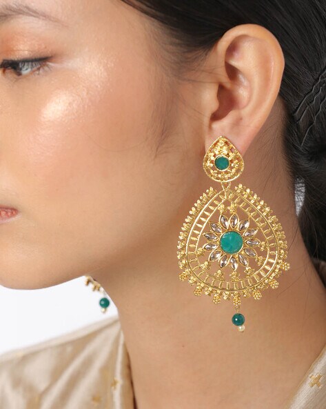 Peacock Blue Piece Earring Riana By Shikha Jindal-, 43% OFF