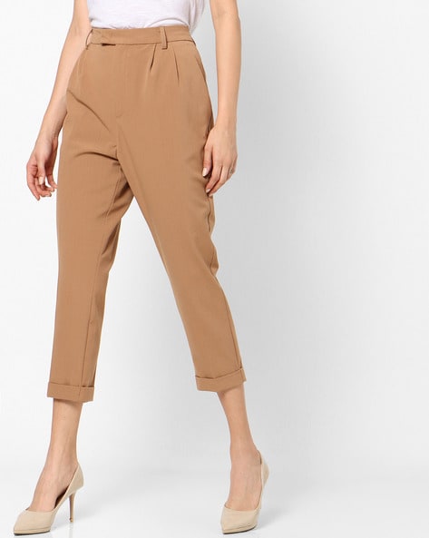 Buy Globus Brown Cotton Mid Rise Cropped Trousers for Women Online @ Tata  CLiQ