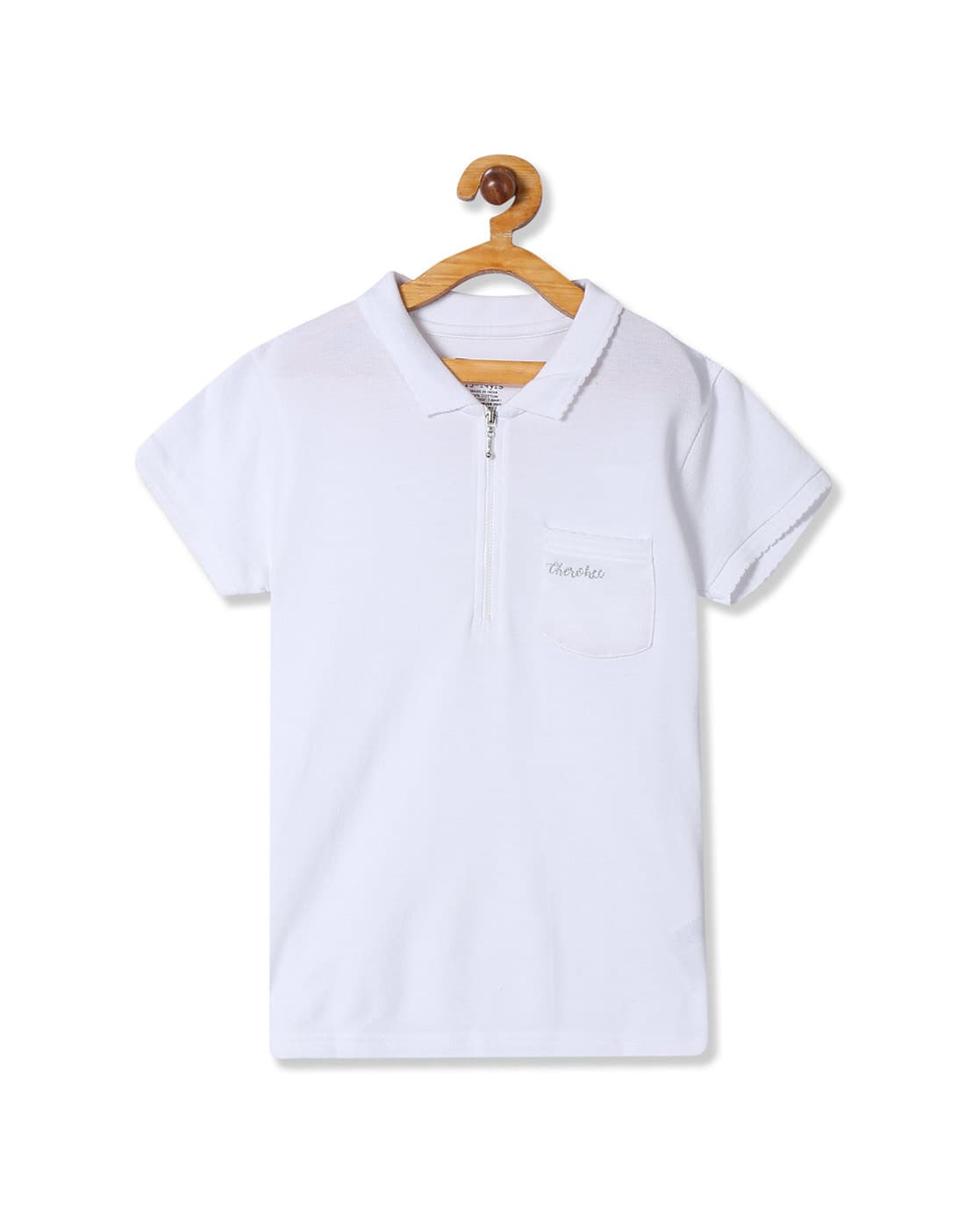 white zip up polo