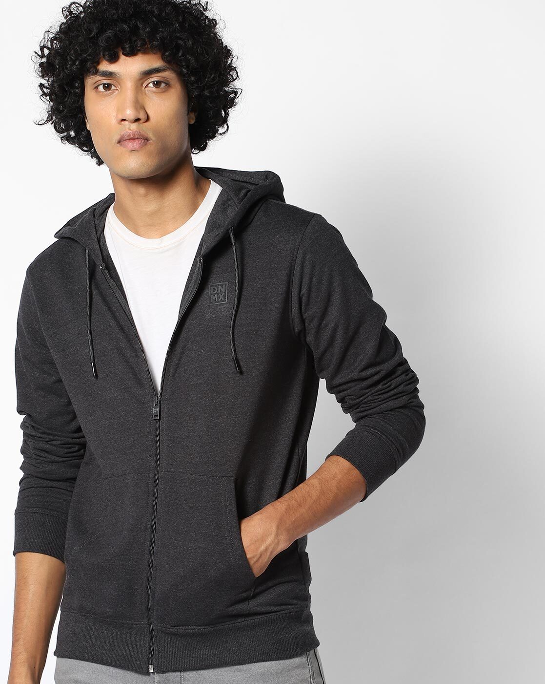 Men's charcoal store zip hoodie