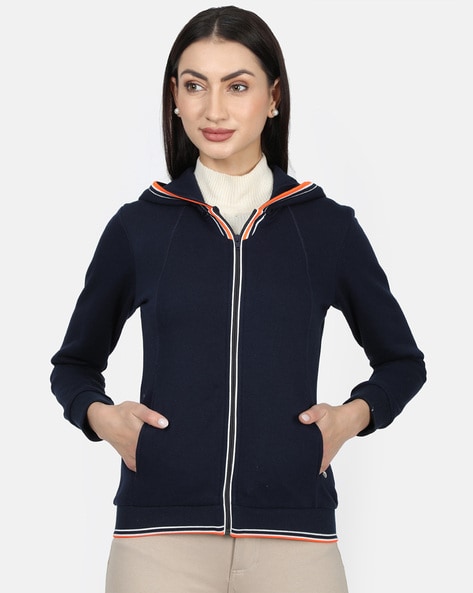 ladies navy zip up hoodie