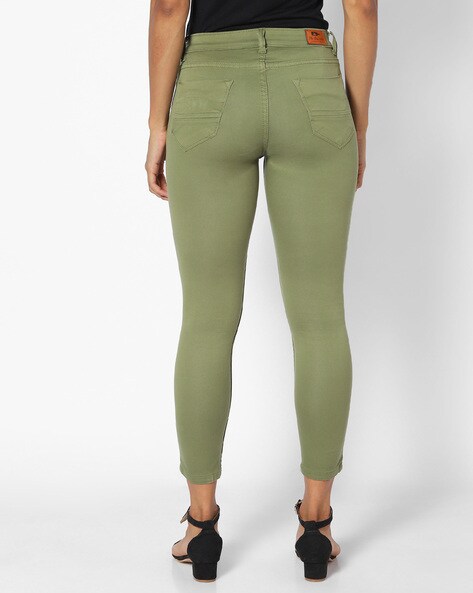 High Waist Reberry Women Olive Green Skinny Fit Solid Jegging, Casual Wear  at Rs 390 in New Delhi