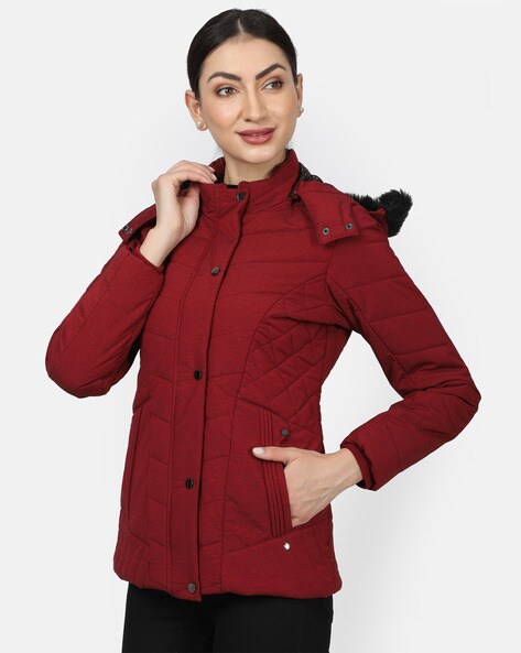 Buy MONTE CARLO Solid Poly Blend Hood Womens Casual Jacket | Shoppers Stop