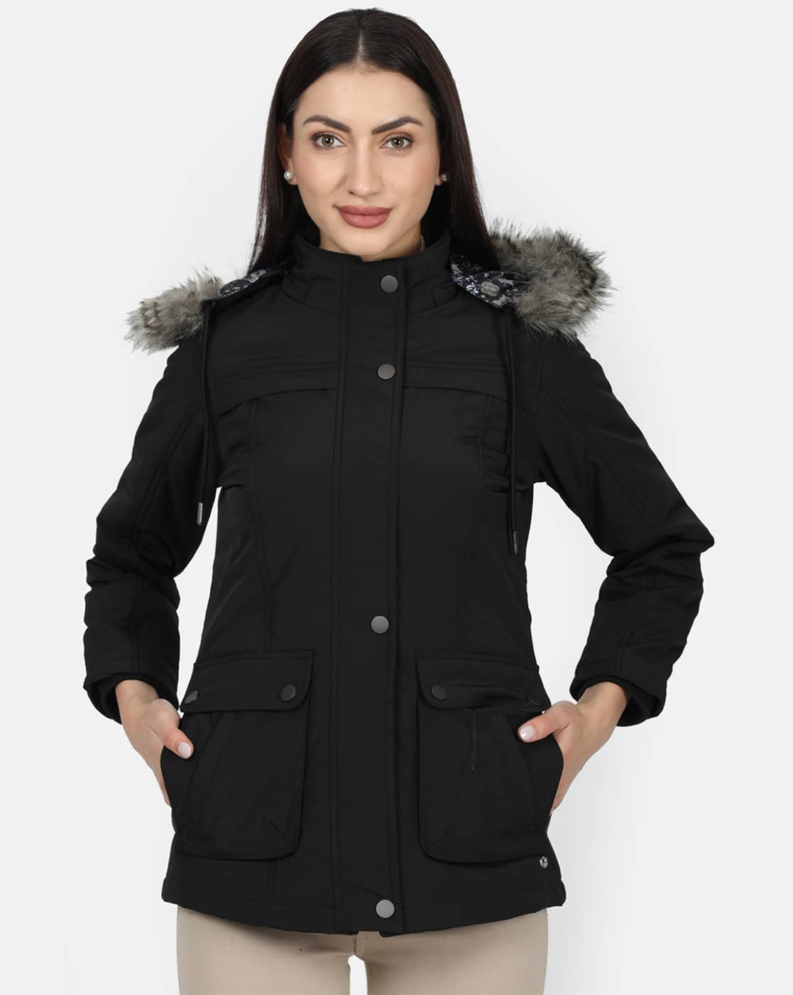 Buy > ladies black hooded jacket > in stock