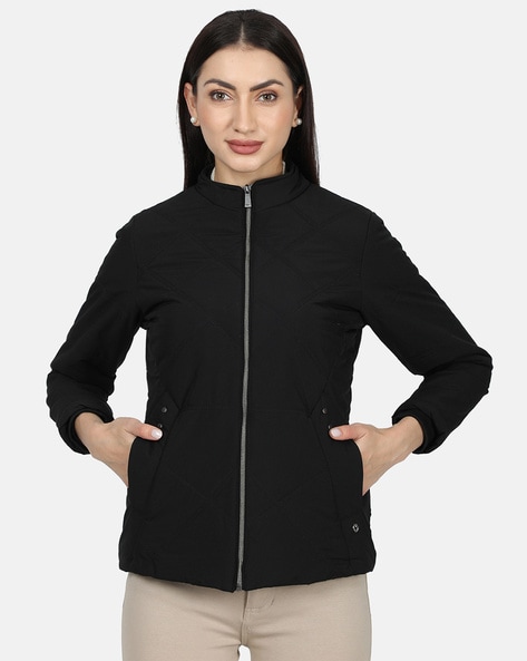 black zip up womens jacket