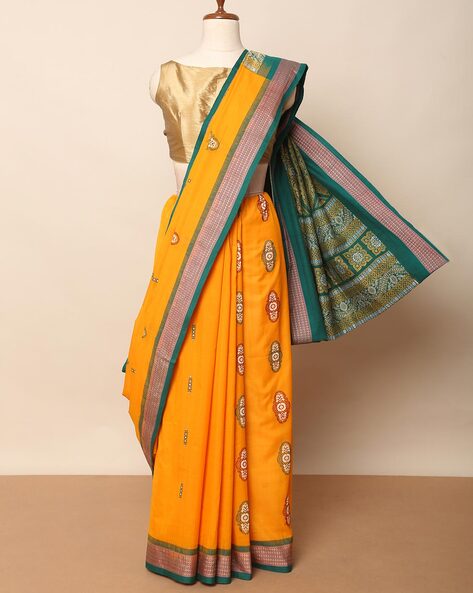 Sambalpuri Cotton saree Pasapali border bomkai papa silk pata nuapatnapata  handloom