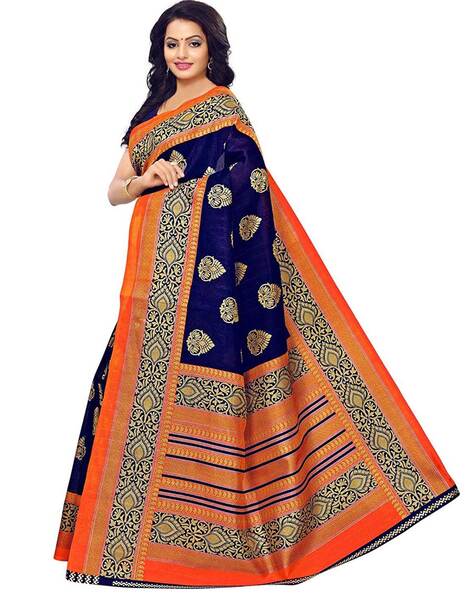 Dark Orange Net Saree With Blouse at Best Price in Mumbai | Libas Group