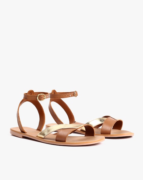 Details more than 87 gold ankle strap flat sandals - dedaotaonec