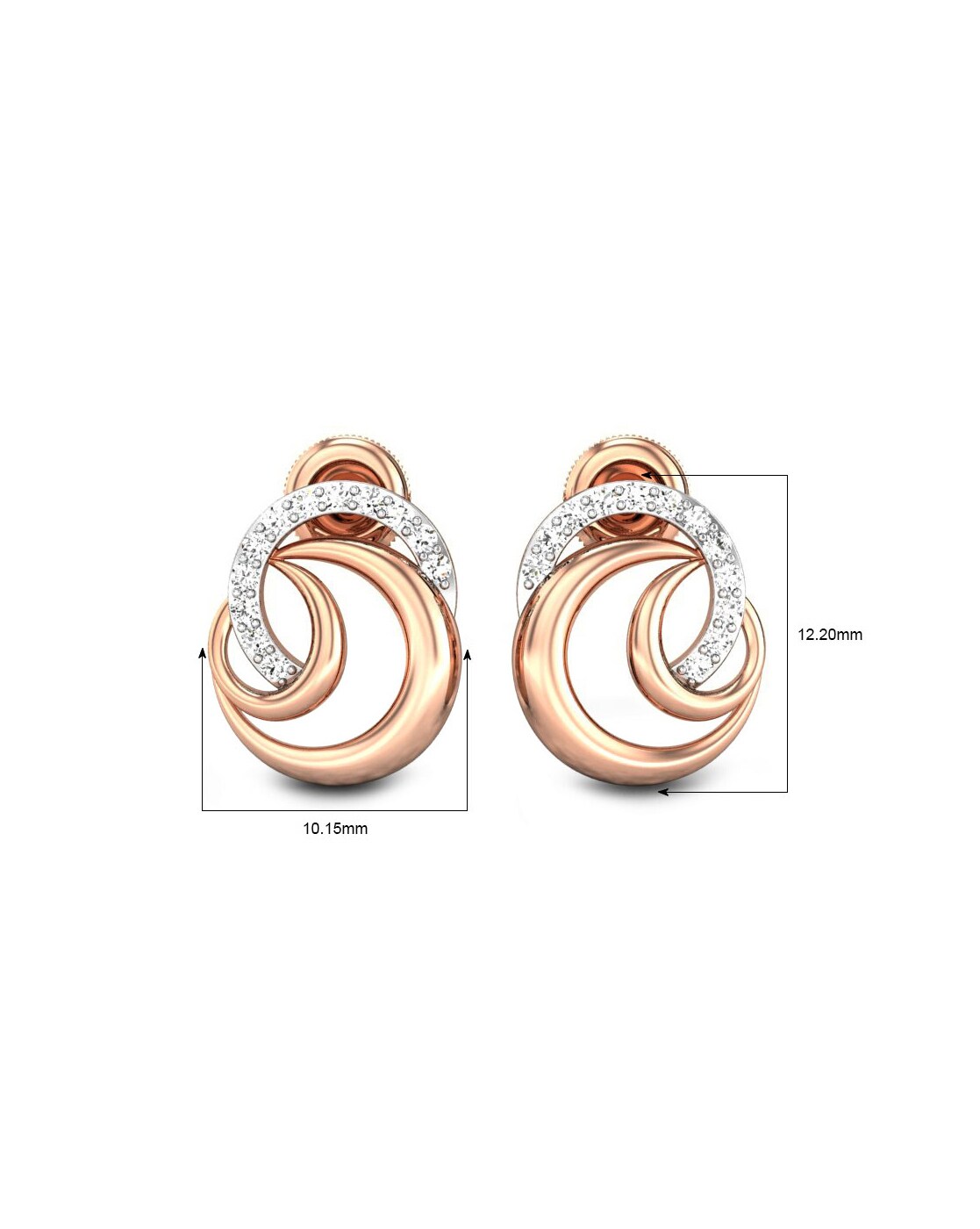 Geometric Diamond and Rose Gold Stud Earrings