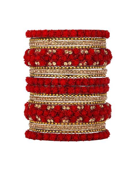 red flower bangles