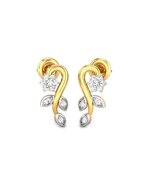 Candere By Kalyan Jewellers 18KT Yellow Gold and Diamond Stud Earrings for  Women  Amazonin Fashion