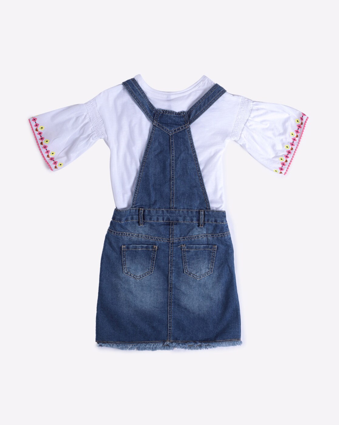 Fashionable Fun MS Brother Kids Western Cotton Top and Denim Skirt Dress  Set for Baby Girls