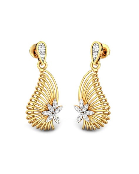 Candere by Kalyan Jewellers 18K Yellow Gold & Diamond Dangle Earrings for  Women Yellow Gold 18kt Diamond Dangle Earring Price in India - Buy Candere  by Kalyan Jewellers 18K Yellow Gold &