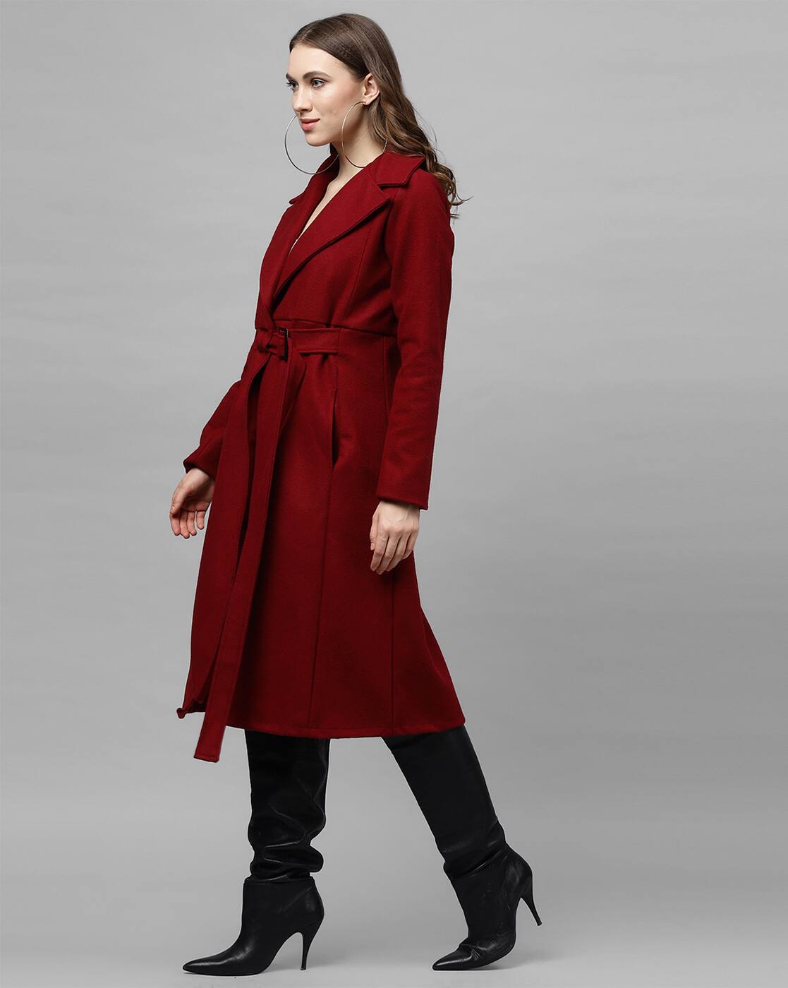 maroon long coat