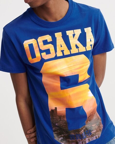 Superdry Osaka Series 6 Japan Short Sleeve Crew Neck T-Shirt Blue Men's  Size XL