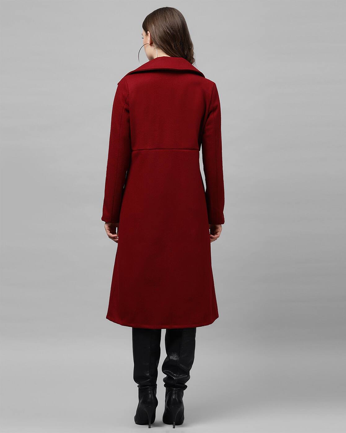 maroon long coat