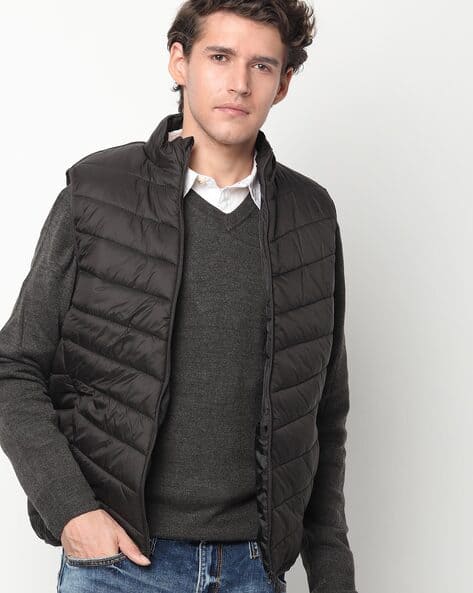 Sleeveless Zip-Front Puffer Jacket