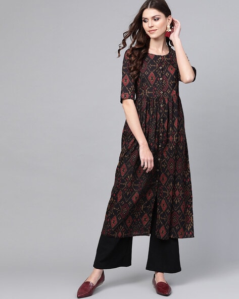 Printed Button-Down A-line Kurta