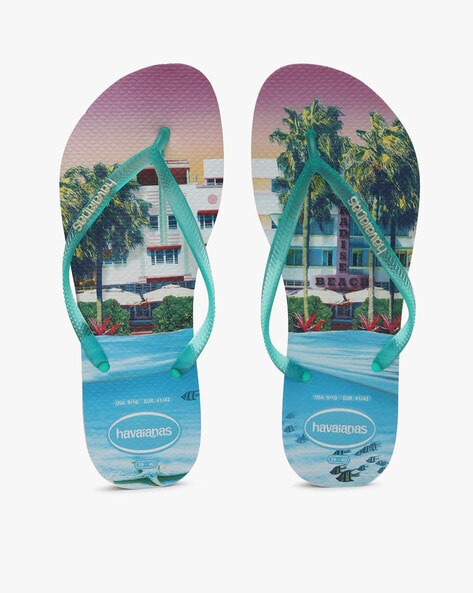 Printed Thong Strap Flip Flops