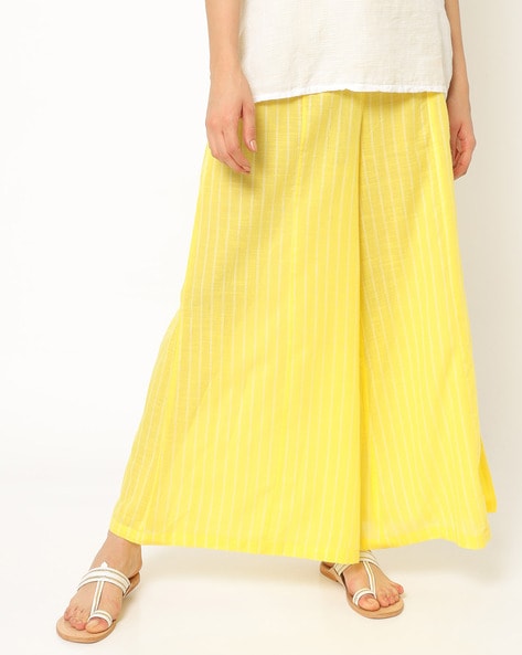 Mid-Rise Striped Palazzos with Waist Tie-Up Price in India