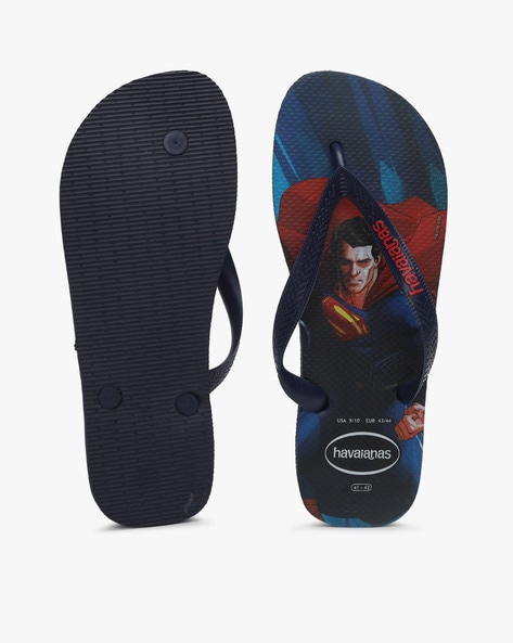 Superman Print Thong Strap Flip Flops