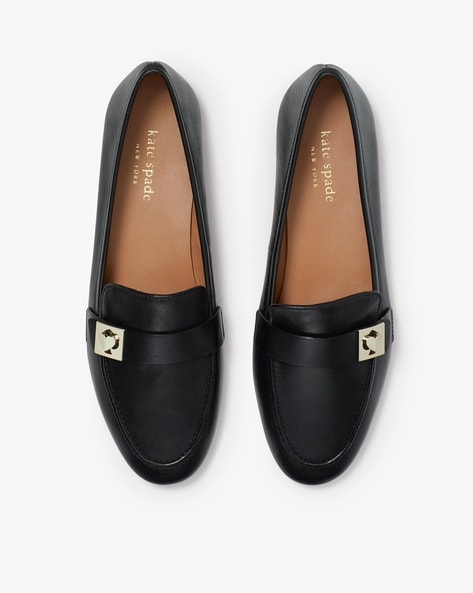 kate spade black leather loafers