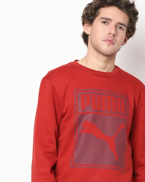 mens red crew neck sweatshirt