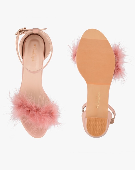 Amazon.com | AIHOU Women's Sandals Fuzzy Chunky Heels Wedge Sandals Fashion  Sexy Wedding Party Dressy Platform High Heels Sandals | Shoes