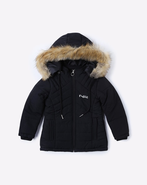 black hooded winter jacket