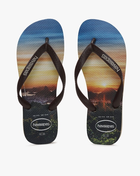 Printed Thong Strap Flip Flops