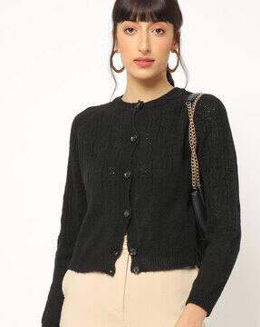 black button up sweater