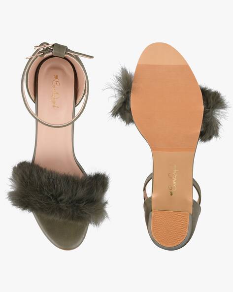 furry chunky heels