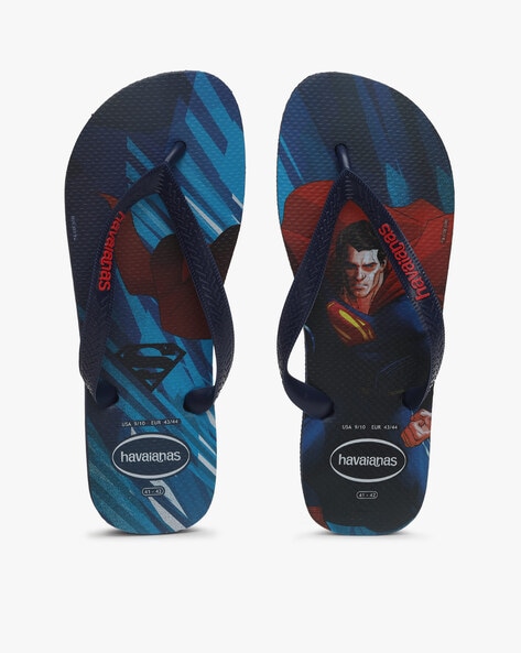 Superman Print Thong Strap Flip Flops