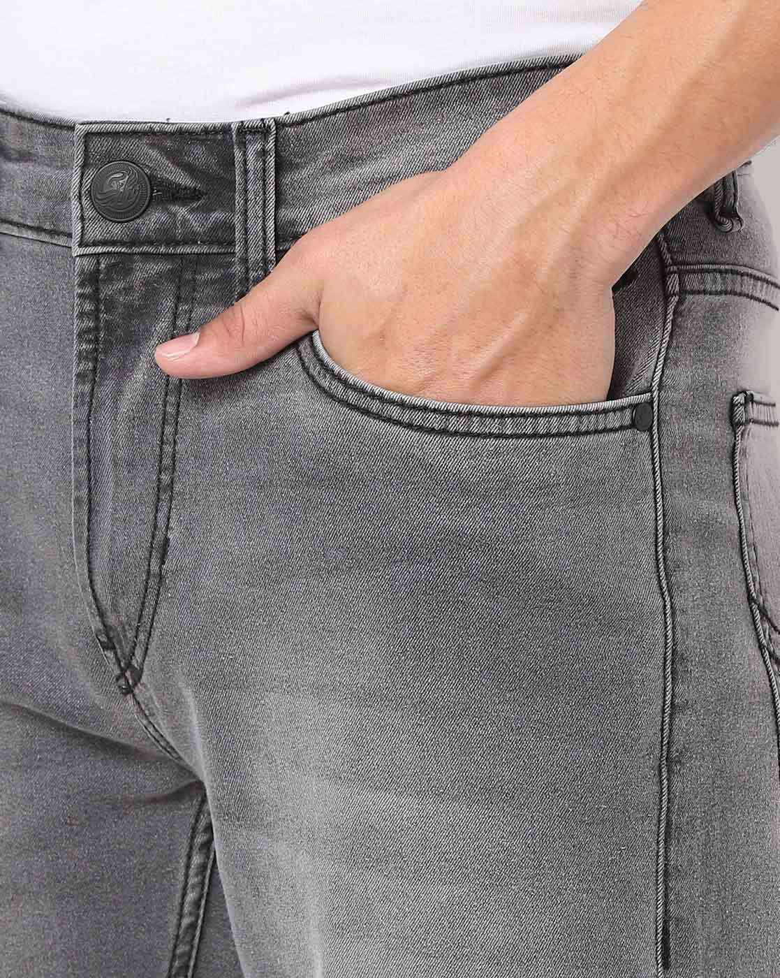 Men Mid-Wash Jeans with Whiskers