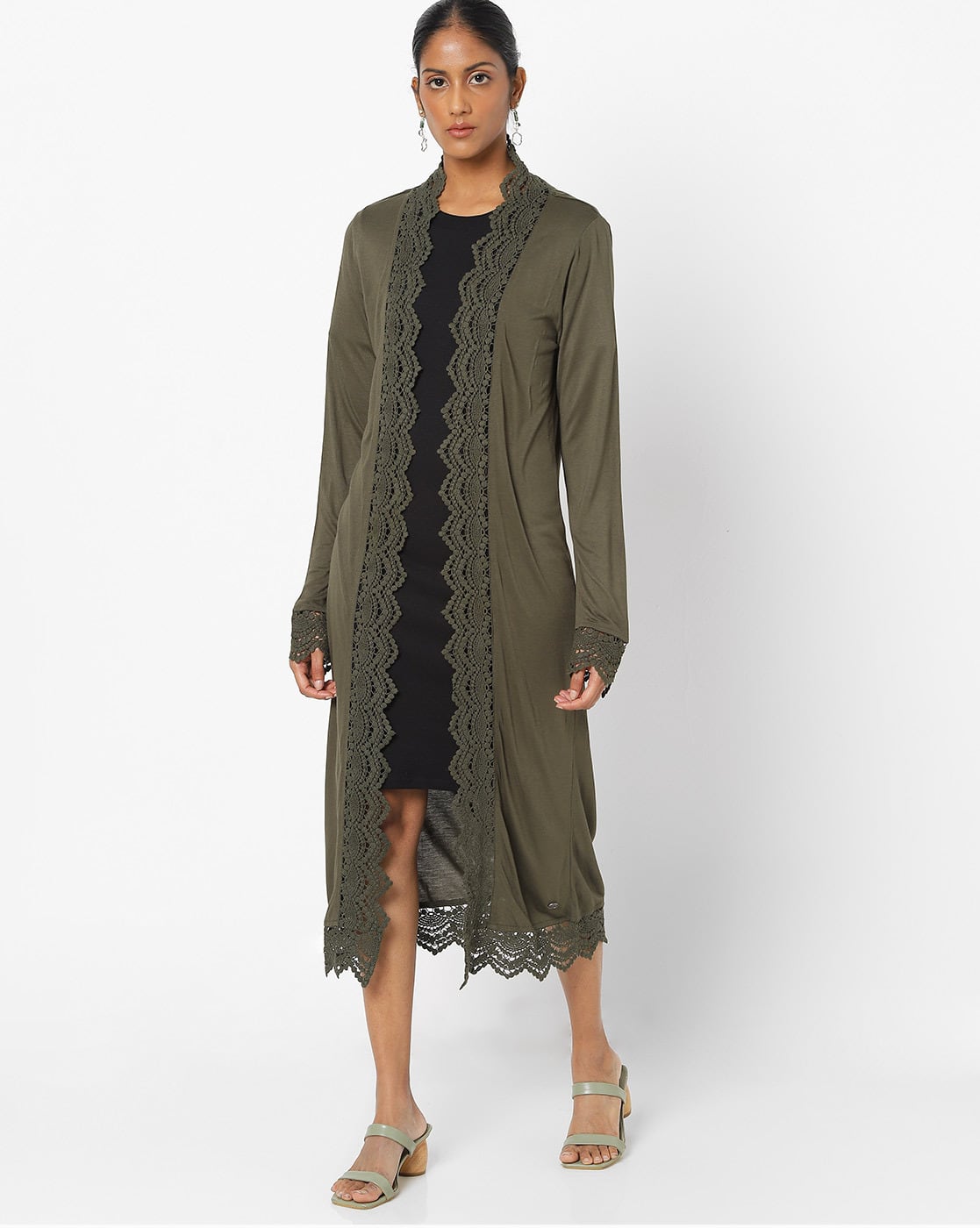 olive green long shrug