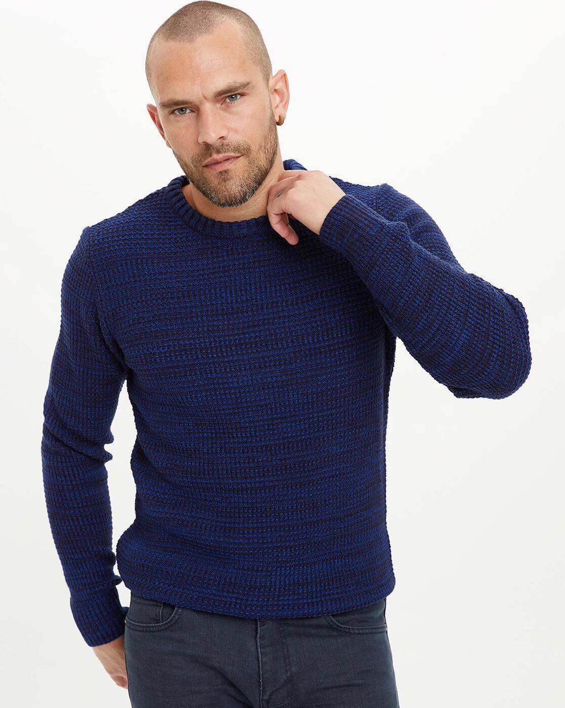 mens blue crew neck sweater