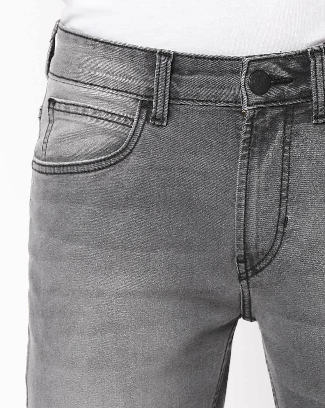 Men Mid-Wash Jeans with Whiskers
