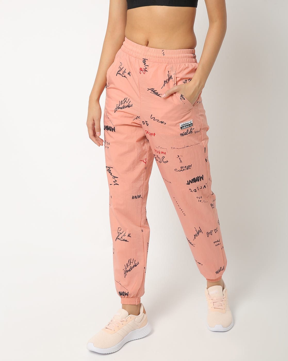 peach adidas track pants