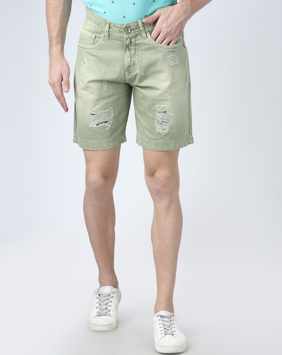 green denim shorts mens