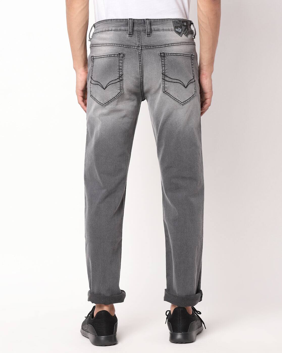 Men Mid-Wash Jeans with Whiskers