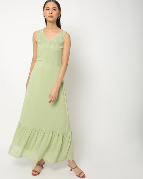 ajio green dress