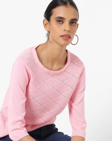 Round-Neck Flat Knit Top