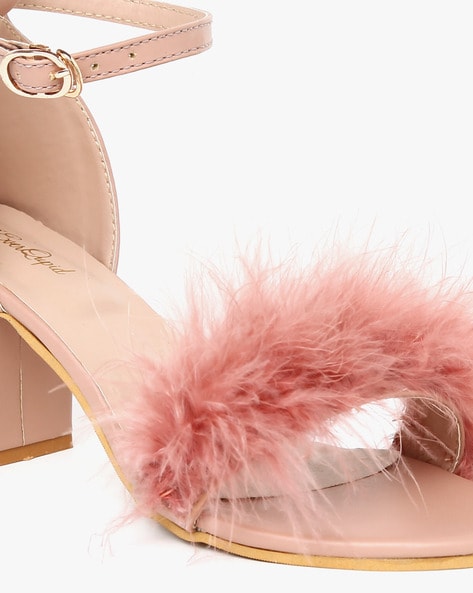 Pink Fur Platform Chunky Heels Sandals Women Heart Shaped Crystal Pearl  Chain Luxury Shoes Peep Toe Ladies Summer Design Sandals - Women's Sandals  - AliExpress