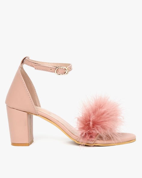 Furry on sale heeled sandals