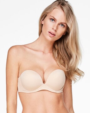 Buy Padded Underwired Demi Cup Bra in Lemon Yellow Online India
