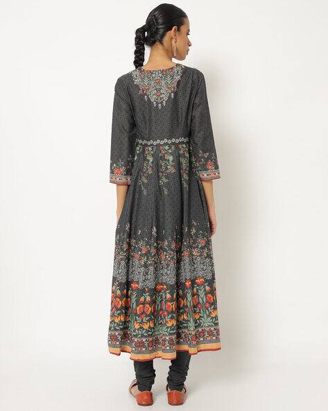 Floral Print Anarakali Kurta Suit Set view 3