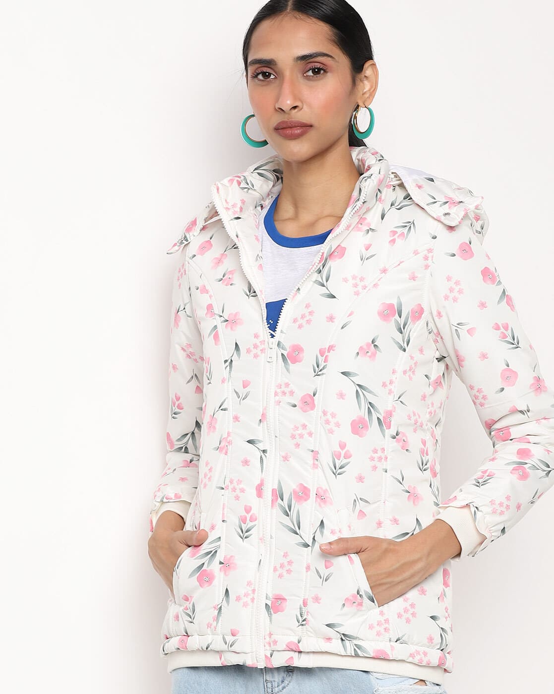 floral print down jacket