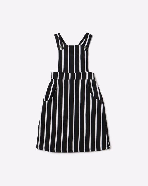 black and white striped overall dress