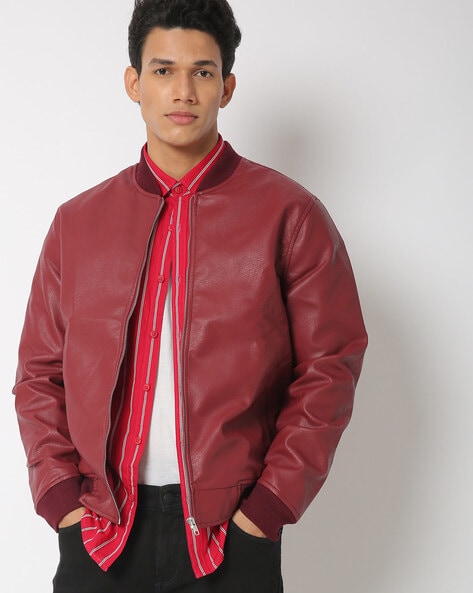 Slim Fit Zip-Front Bomber Jacket